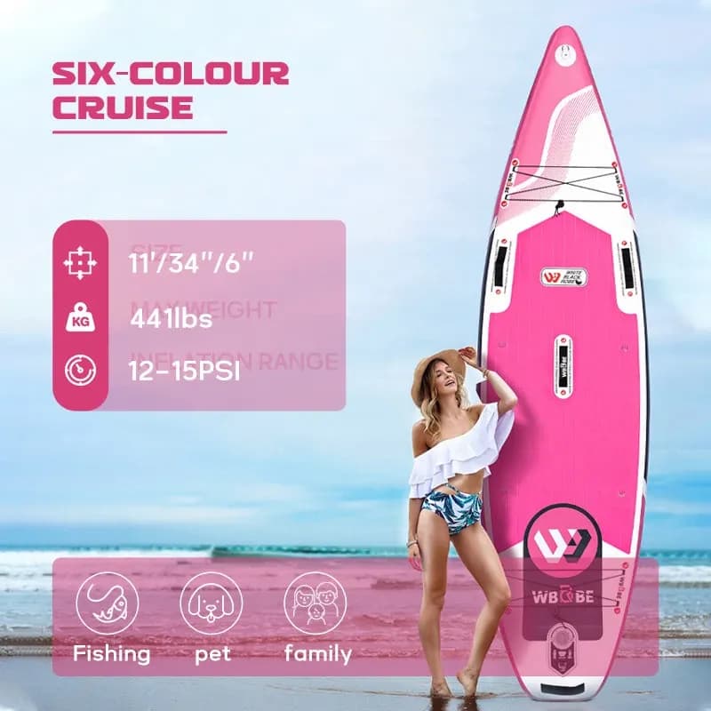 WaveRite Allrounder2 napihljiva SUP deska 335x86x15 cm, lahka, ROZA barva